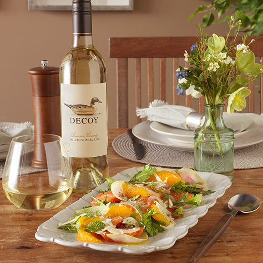Decoy Sauvignon Blanc paired with Citrus Salad