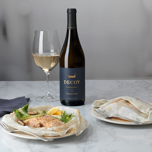 Salmon en Papillote with Decoy bottle