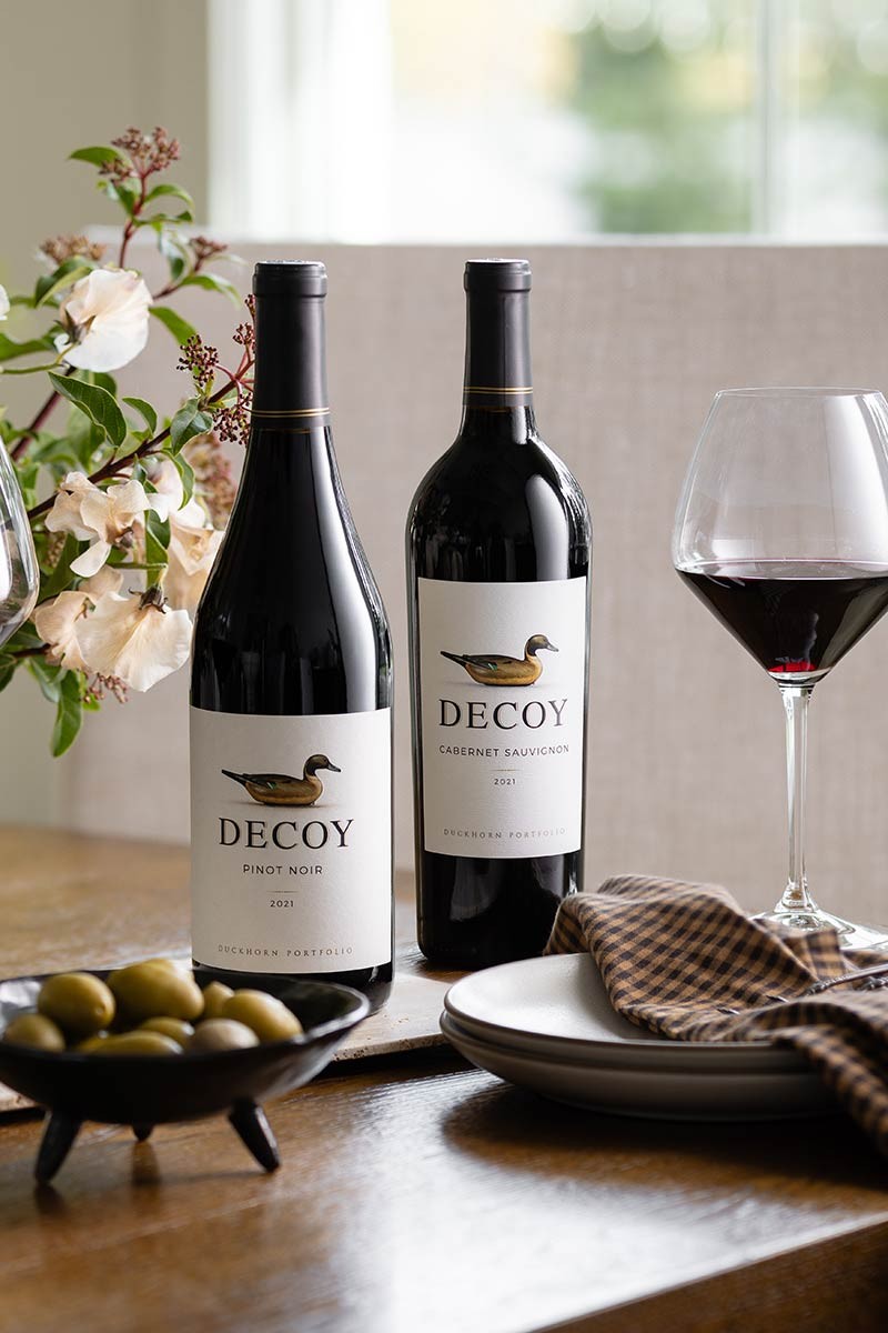 Decoy California Cabernet Sauvignon outdoors with pairing