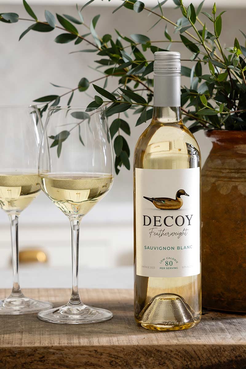 Featherweight Chardonnay with glass