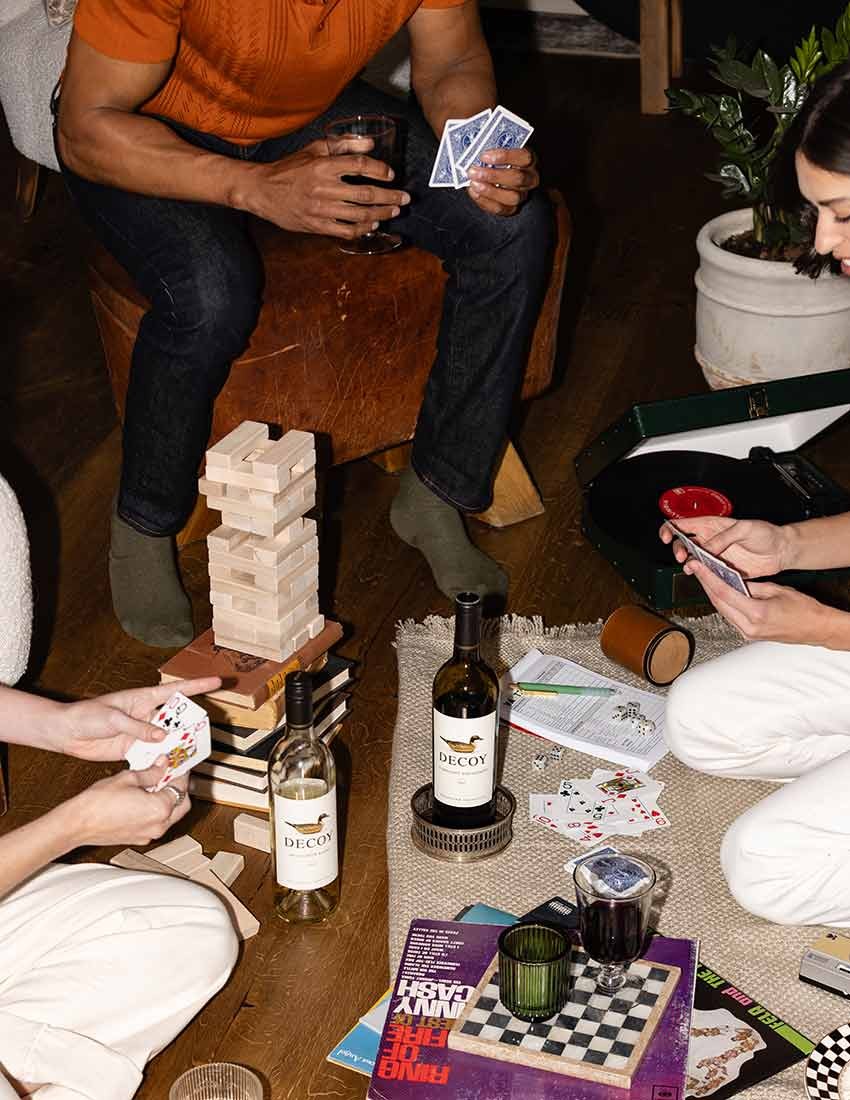 Man with Decoy Cabernet and cheese pairing