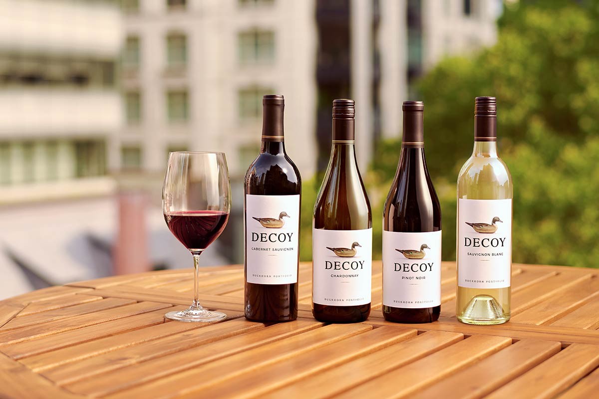 Decoy wines on a table