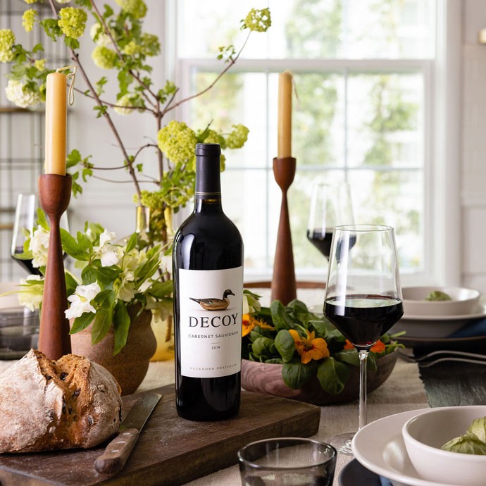 Decoy Cabernet on a dining table