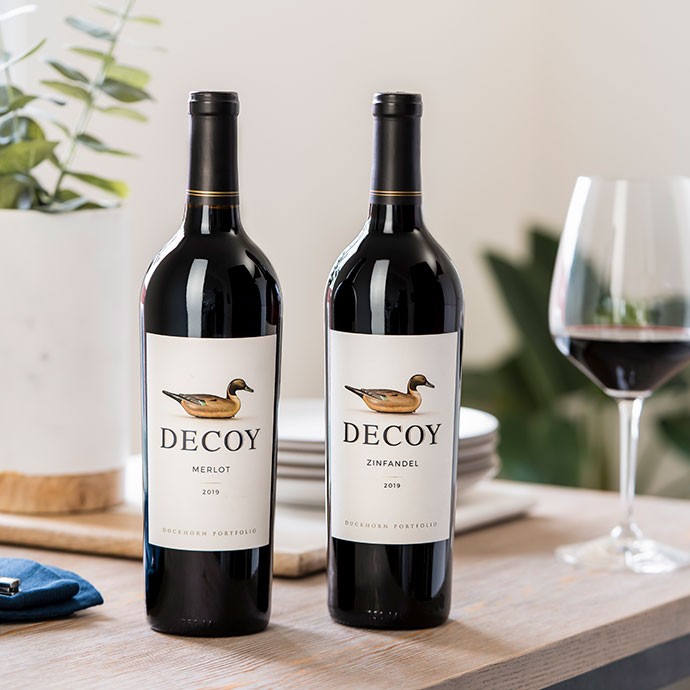 Decoy Merlot and Zinfandel in a dining room