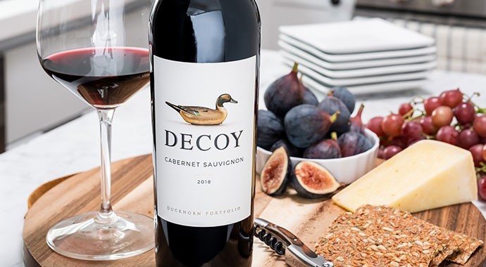 Decoy Cabernet with a cheese board