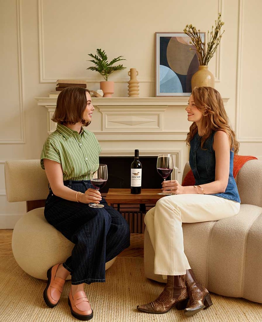 Group cheers with wine glasses